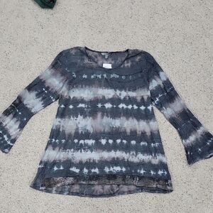 Stylish Gray Tie-Dye Women's Tunic